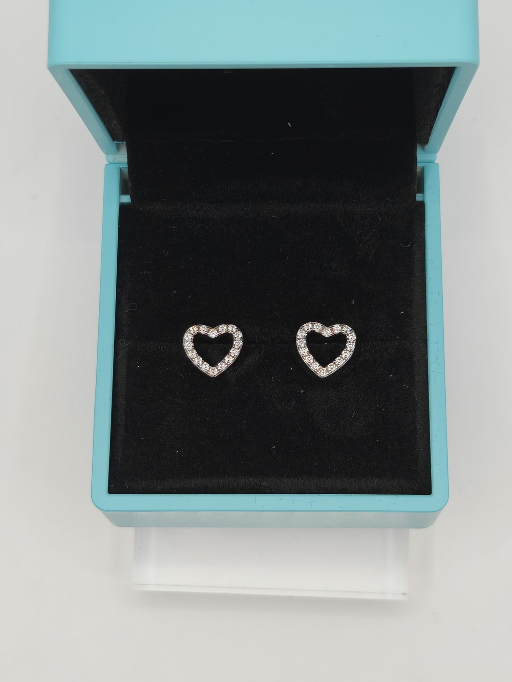 Moissanite Sterling Silver Heart Halo Stud Earrings in Silver